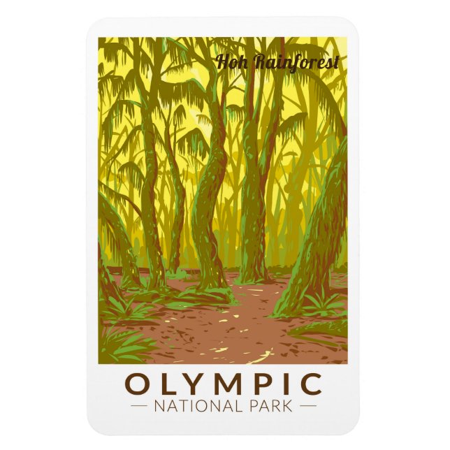 Olympic National Park Hoh Rainforest Travel Art Magnet (Vertikal)