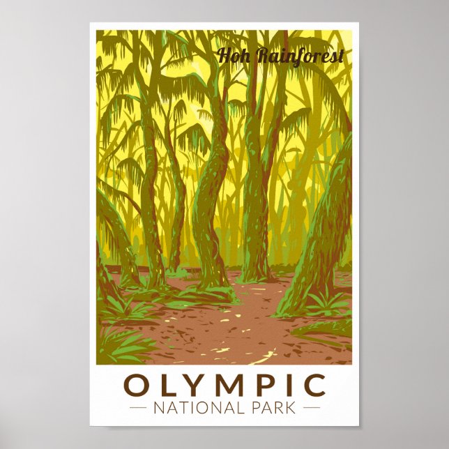 Olympic National Park Hoh Rainforest Travel Art Poster (Framsidan)