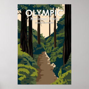 Olympic National Park Hoh regnskog Vintage Poster