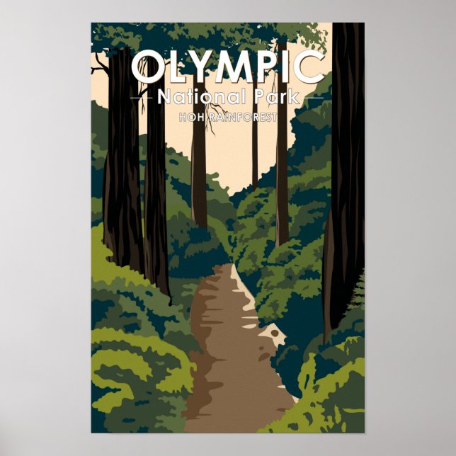 Olympic National Park Hoh regnskog Vintage Poster (Framsidan)