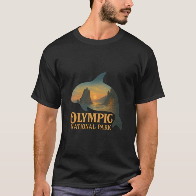 Olympic National Park Orca Silhuett Ruby Beach C T Shirt (Framsida)