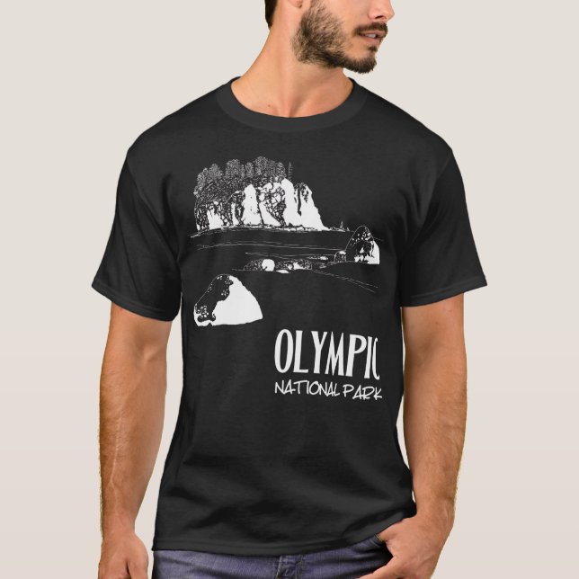 Olympic National Park Ruby Beach Washington Art Il T Shirt (Framsida)