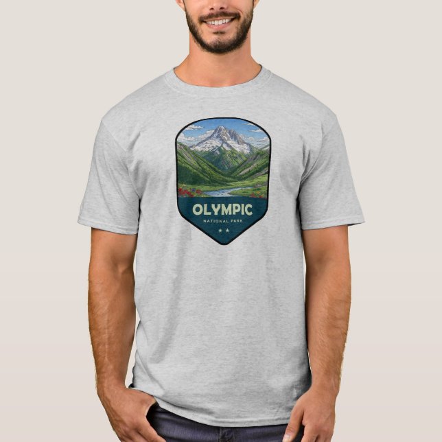 Olympic National Park-sköld T Shirt (Framsida)