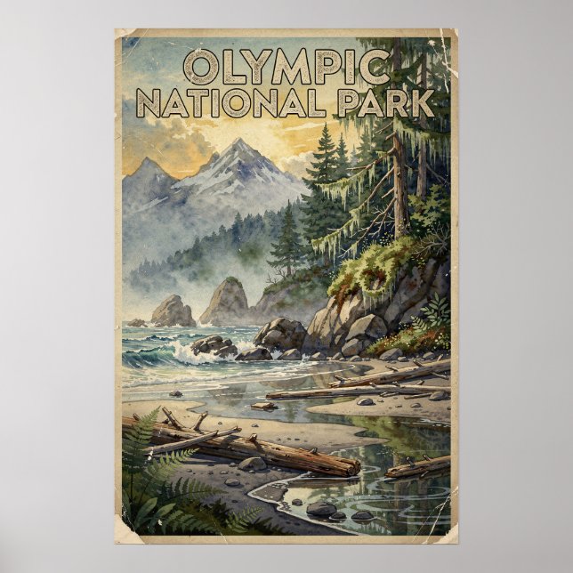 Olympic National Park Vintage Resa Poster (Framsidan)