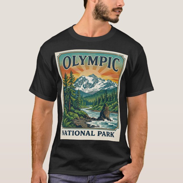 Olympic National Park Vintage T Shirt (Framsida)