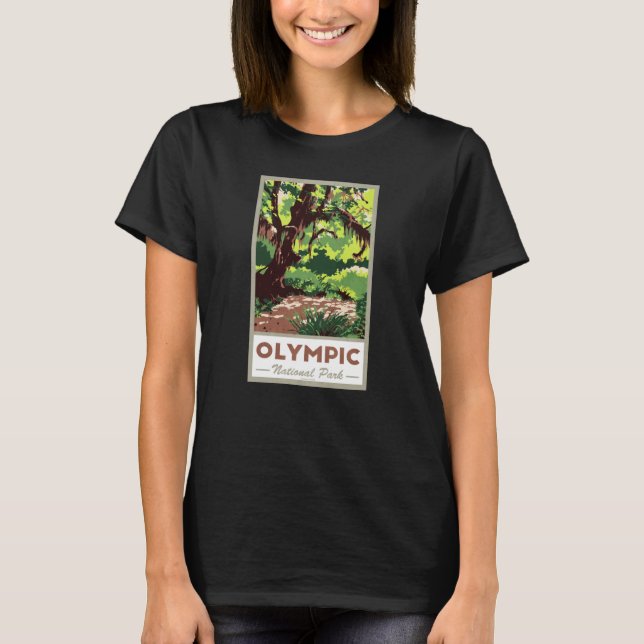 Olympic National Park Vintage Travel Poster T Shirt (Framsida)