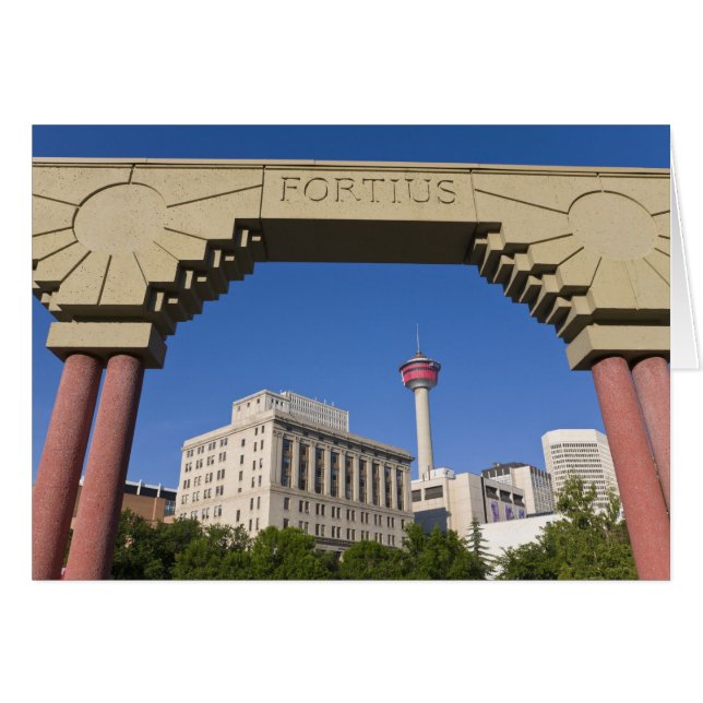 Olympic Plaza och Calgary Tower, Alberta, Kanada Hälsningskort (Framsidan Horizontal)
