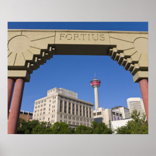 Olympic Plaza och Calgary Tower, Alberta, Kanada Poster
