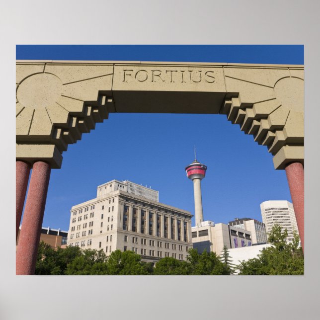 Olympic Plaza och Calgary Tower, Alberta, Kanada Poster (Framsidan)