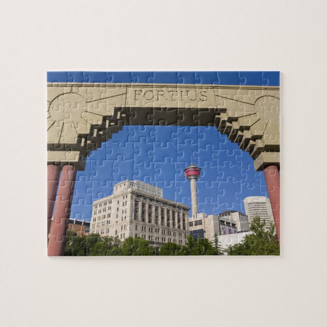 Olympic Plaza och Calgary Tower, Alberta, Kanada Pussel (Horisontell)
