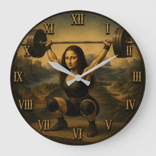 Olympic Weightlifter Funny Mona Lisa Stor Klocka (Framsida)
