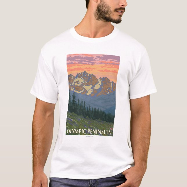 Olympisk peninsula, WashingtonSpring blommor T Shirt (Framsida)