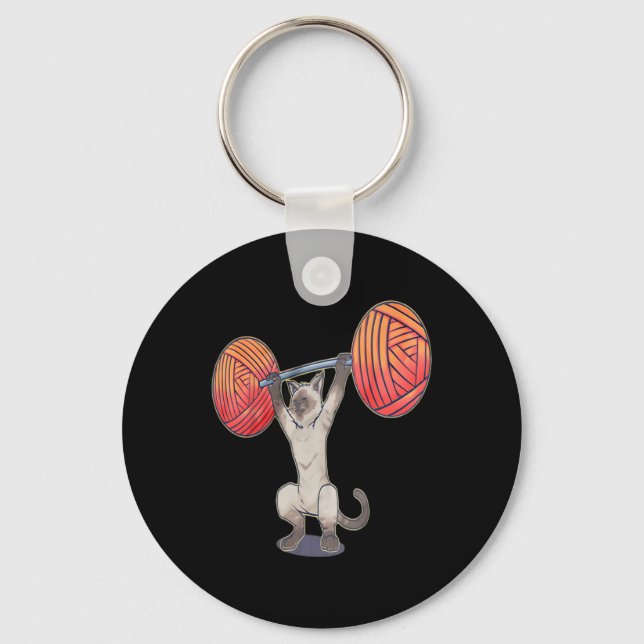Olympisk Snatch Siamese Cat Weightlyftande Bodybui Nyckelring (Framsida)