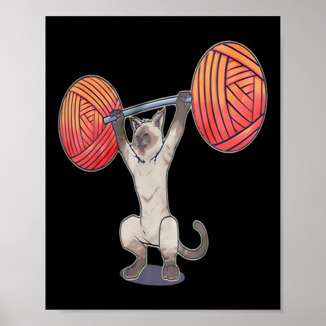 Olympisk Snatch Siamese Cat Weightlyftande Bodybui Poster (Framsidan)