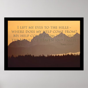 Olympiska berg med psalm 121:1-2 poster