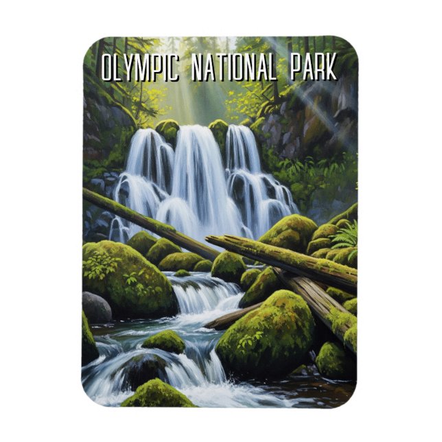 Olympiska nationalparkens Hoh regnskog vattenfall Magnet (Vertikal)