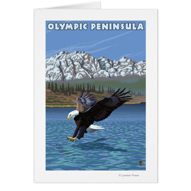 Olympiska Peninsulan, WashingtonFishing Eagle Hälsningskort (Framsidan)