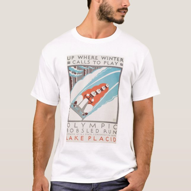 Olympiska roliga Lake Placid 1936 WPA T-shirt (Framsida)