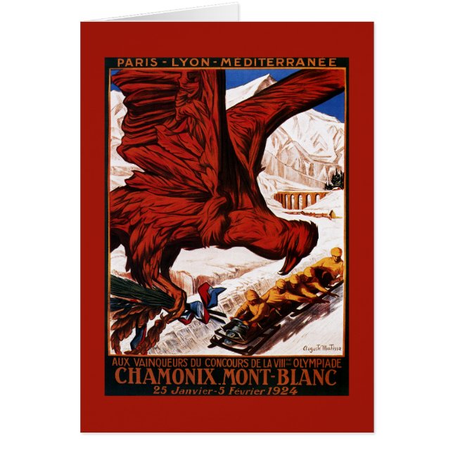 Olympiska vinterspelen 1924 Poster Hälsningskort (Framsidan)