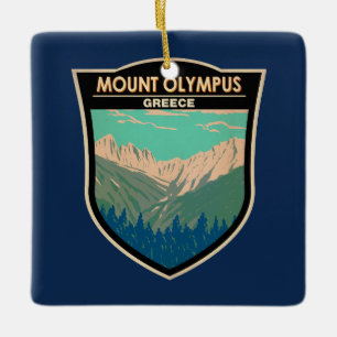 Olympus Greece Travel Art Vintage Julgransprydnad Keramik