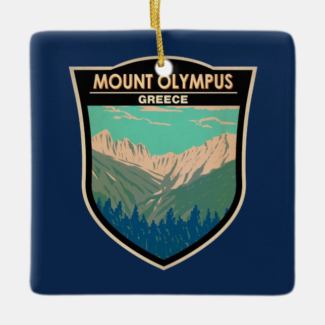 Olympus Greece Travel Art Vintage Julgransprydnad Keramik (Framsida)