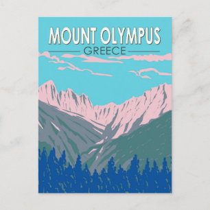Olympus Greece Travel Art Vintage Vykort