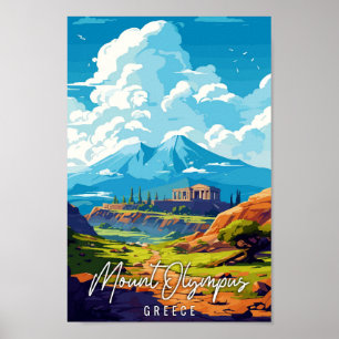 Olympus Greece vintage resor illustration Poster