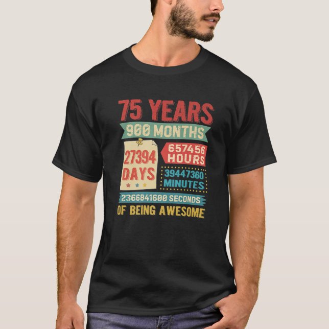 om 75 års Dekorationer vid födelsedagen 75:e Bda T Shirt (Framsida)