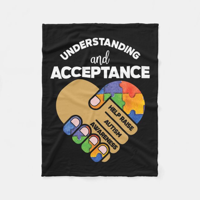 Om acceptans autism Awareness Heart Pu Fleecefilt (Framsidan)