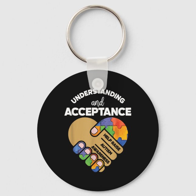 Om acceptans autism Awareness Heart Pu Nyckelring (Framsida)