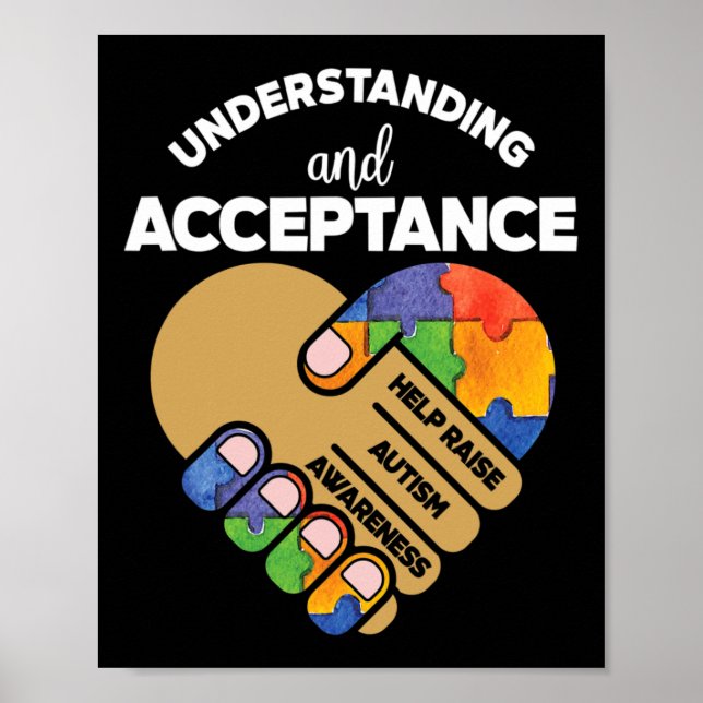 Om acceptans autism Awareness Heart Pu Poster (Framsidan)