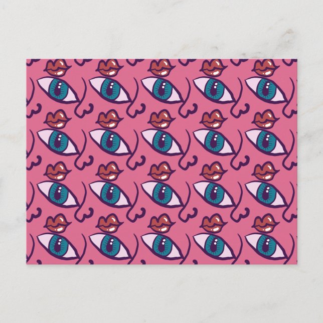 Om Ansikte - Ögon Nose Mouth Läppar Ansikte Vykort (Framsida)