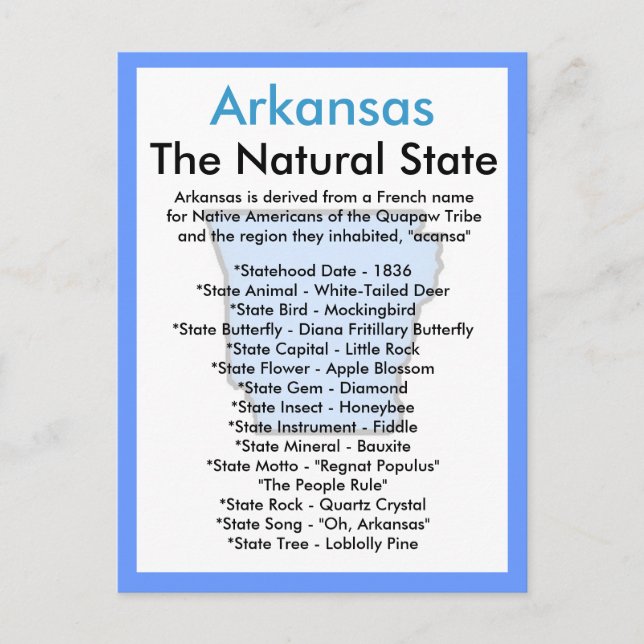 Om Arkansas Vykort (Framsida)