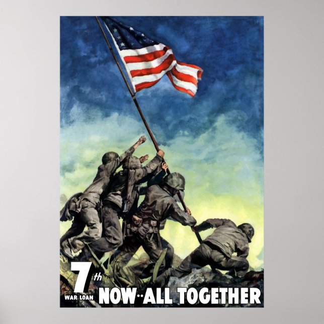 om att höja Flagga på Iwo Jima Poster (Framsidan)