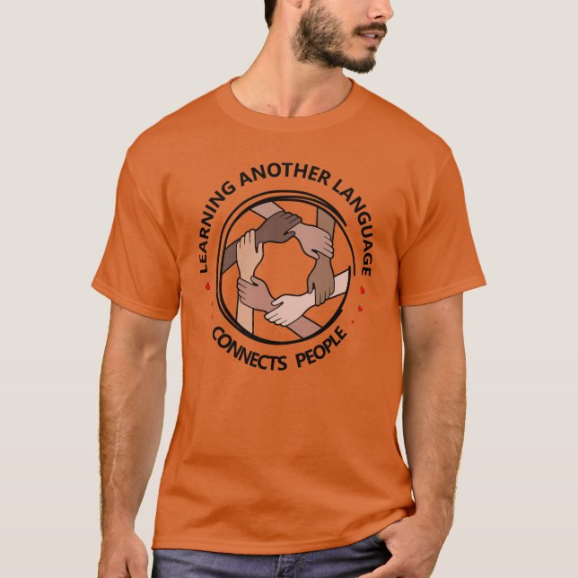 Om att lära sig ett annat språk ansluter personer t shirt (Framsida)