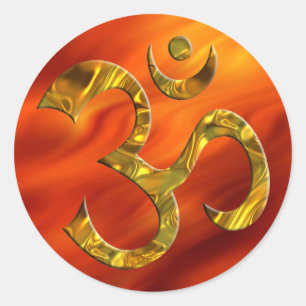 OM/AUM - GULD Brödröd Runt Klistermärke