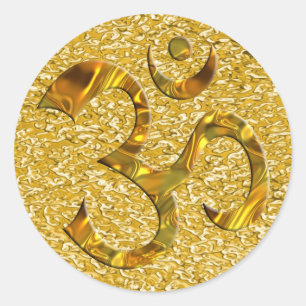 OM/AUM - GULD guld stänk Runt Klistermärke