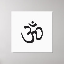 Om Aum-konturikon, hinduistisk symbol, svart vitt Canvastryck