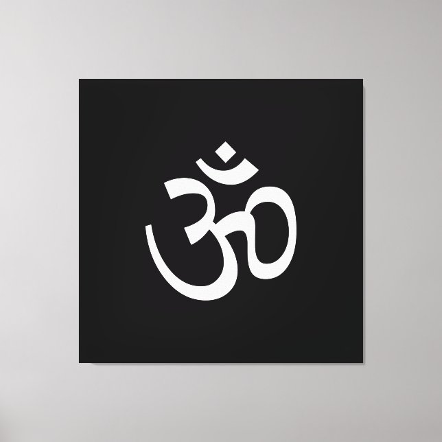 Om Aum-konturikon, hinduistisk symbol, svart vitt Canvastryck (Framsida)