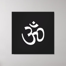 Om Aum-konturikon, hinduistisk symbol, svart vitt Canvastryck