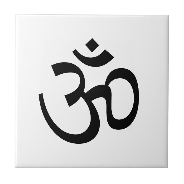 Om Aum-konturikon, hinduistisk symbol, svart vitt Kakelplatta (Framsidan)