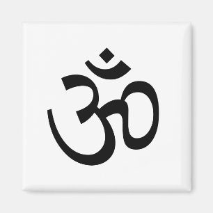 Om Aum-konturikon, hinduistisk symbol, svart vitt Magnet
