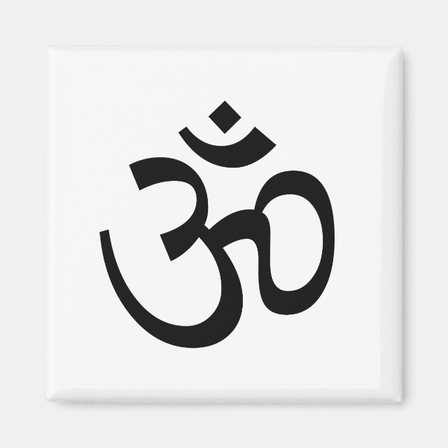 Om Aum-konturikon, hinduistisk symbol, svart vitt Magnet (Framsidan)