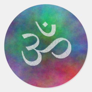 Om Aum Runt Klistermärke