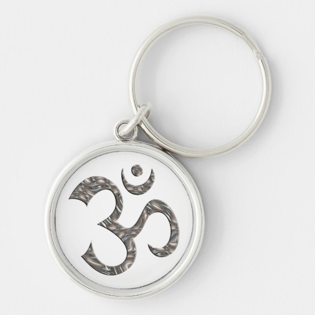 OM/AUM - SILVER RUND SILVERFÄRGAD NYCKELRING (Framsidan)