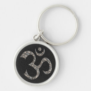 OM/AUM - SILVER RUND SILVERFÄRGAD NYCKELRING