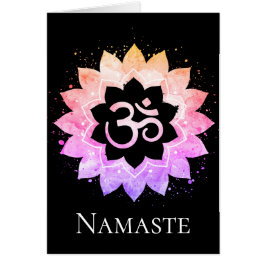*~* OM AUM Symbol Andlig Lotus Flower Mandala Hälsningskort