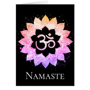 *~* OM AUM Symbol Andlig Lotus Flower Mandala Hälsningskort