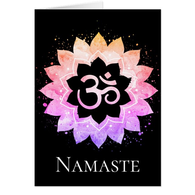 *~* OM AUM Symbol Andlig Lotus Flower Mandala Hälsningskort (Framsidan)