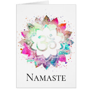 *~* OM AUM Symbol Lotus Flower Mandala New Age Hälsningskort